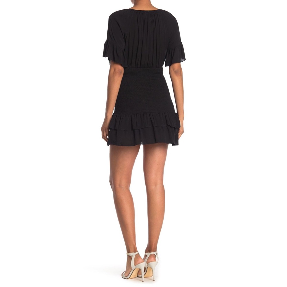 SEE THE SHADE Tie Front Smocked Tiered Dress